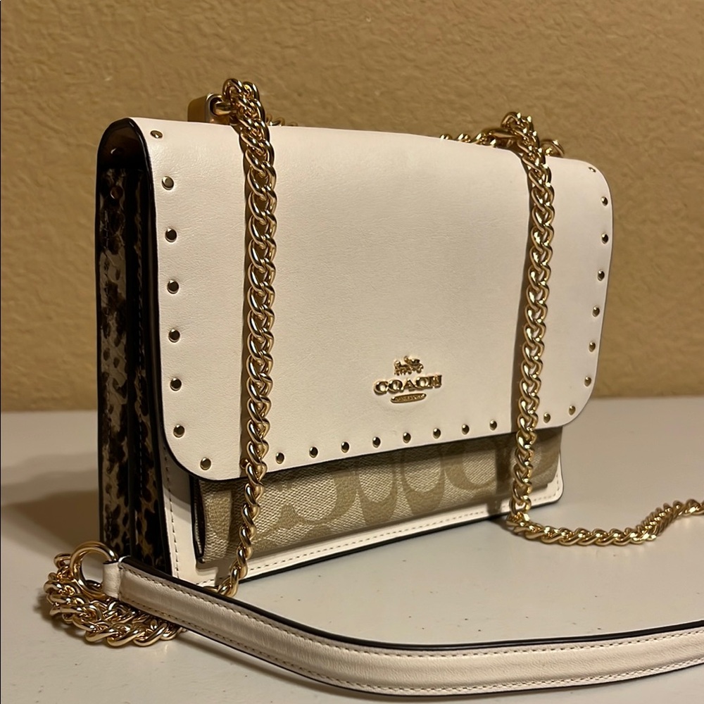 Coach White/Tan/Snakeskin Crossbody